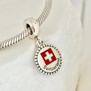 Pandora Switzerland Flag Dangle S925 Silver Charm